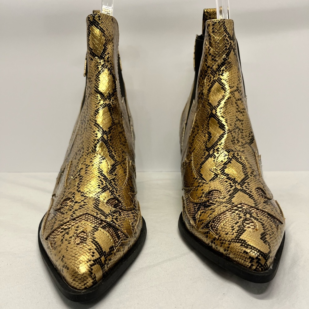 Gold Snake Print Ankle Boots Womens Size 11
